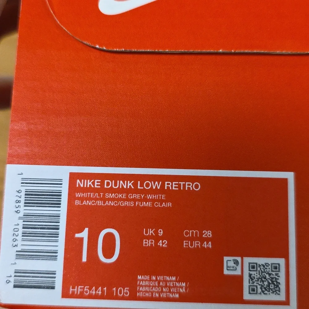 Nike Dunk Low Retro White/Light Smoke Grey Men's Size 10 HF5441-105 New - Picture 7 of 7